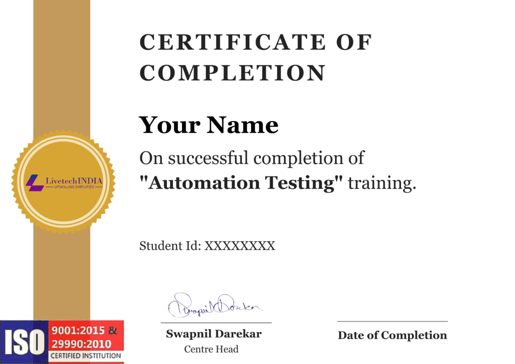 Automation Testing Training Course In Mumbai Certification.