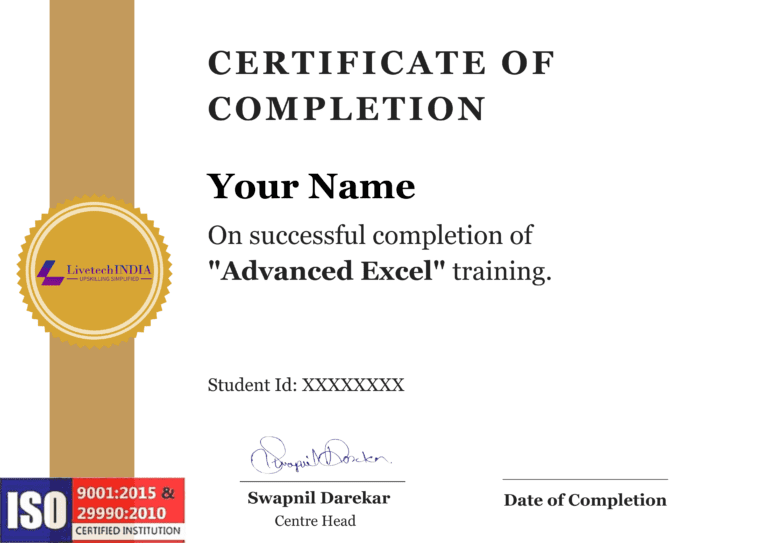 Advance Excel Certificate