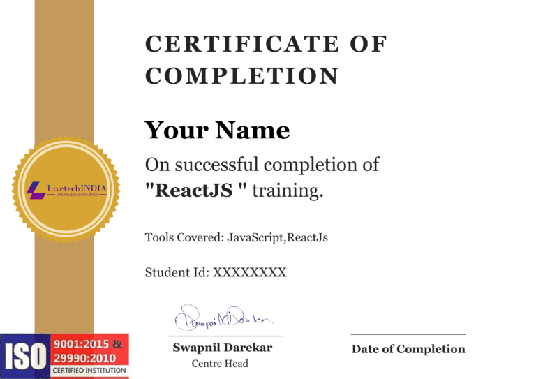 React Js Certificate